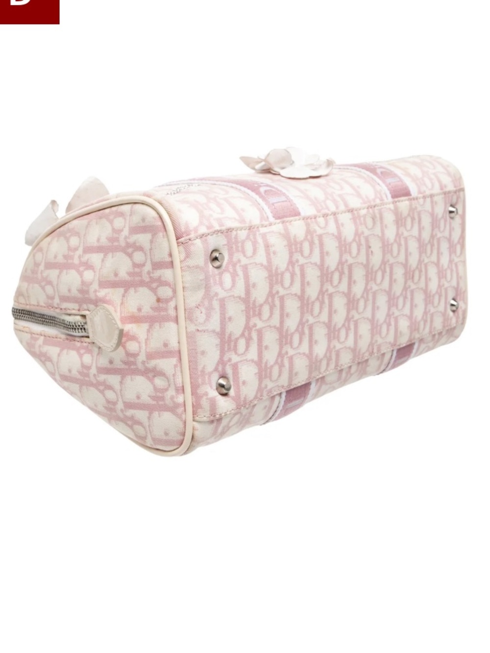 Dior Pink Logo Mini Satchel with Pearl Flower Appliqués - Picture 10 of 12